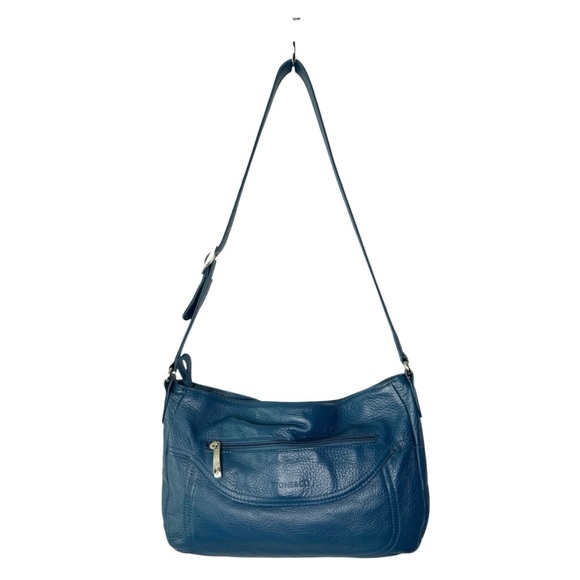 Stone & Co. Handbags - Stone & Co Pebbled Leather Teal Blue Hobo Shoulder Bag